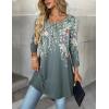 imageZeagoo Women Tops 34 Sleeve Dressy Casual Plus Size Tunics to Wear with Leggings Swing Flare TShirt Loose Blouses S3XLGrey Flowerwf71