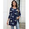 imageZeagoo Women Tops 34 Sleeve Dressy Casual Plus Size Tunics to Wear with Leggings Swing Flare TShirt Loose Blouses S3XLNavy Blue Flowersbf318