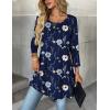imageZeagoo Women Tops 34 Sleeve Dressy Casual Plus Size Tunics to Wear with Leggings Swing Flare TShirt Loose Blouses S3XLNavy Blue Flowersbf318