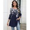 imageZeagoo Women Tops 34 Sleeve Dressy Casual Plus Size Tunics to Wear with Leggings Swing Flare TShirt Loose Blouses S3XLNavy Blue Flowerssf103
