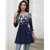 imageZeagoo Women Tops 34 Sleeve Dressy Casual Plus Size Tunics to Wear with Leggings Swing Flare TShirt Loose Blouses S3XLNavy Blue Flowerssf103