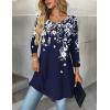 imageZeagoo Women Tops 34 Sleeve Dressy Casual Plus Size Tunics to Wear with Leggings Swing Flare TShirt Loose Blouses S3XLNavy Blue Flowerssf103