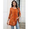 imageZeagoo Women Tops 34 Sleeve Dressy Casual Plus Size Tunics to Wear with Leggings Swing Flare TShirt Loose Blouses S3XLOrange Flowermz867