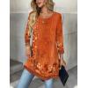 imageZeagoo Women Tops 34 Sleeve Dressy Casual Plus Size Tunics to Wear with Leggings Swing Flare TShirt Loose Blouses S3XLOrange Flowermz867