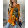 imageZeagoo Women Tops 34 Sleeve Dressy Casual Plus Size Tunics to Wear with Leggings Swing Flare TShirt Loose Blouses S3XLOrange Printcx272