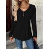 imageZeagoo Women Tops Loose Fit Long Sleeve V Neck T Shirts Business Casual Blouses Dressy Fall Fashion Work ClothesBlack