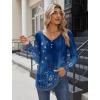 imageZeagoo Women Tops Loose Fit Long Sleeve V Neck T Shirts Business Casual Blouses Dressy Fall Fashion Work ClothesBlue Flowermz845