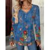 imageZeagoo Women Tops Loose Fit Long Sleeve V Neck T Shirts Business Casual Blouses Dressy Fall Fashion Work ClothesBlue Printmz876