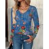imageZeagoo Women Tops Loose Fit Long Sleeve V Neck T Shirts Business Casual Blouses Dressy Fall Fashion Work ClothesBlue Printmz876