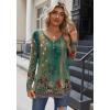 imageZeagoo Women Tops Loose Fit Long Sleeve V Neck T Shirts Business Casual Blouses Dressy Fall Fashion Work ClothesGreen Flowermz839