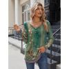 imageZeagoo Women Tops Loose Fit Long Sleeve V Neck T Shirts Business Casual Blouses Dressy Fall Fashion Work ClothesGreen Flowermz839