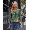 imageZeagoo Women Tops Loose Fit Long Sleeve V Neck T Shirts Business Casual Blouses Dressy Fall Fashion Work ClothesGreen Flowermz839