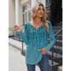imageZeagoo Women Tops Loose Fit Long Sleeve V Neck T Shirts Business Casual Blouses Dressy Fall Fashion Work ClothesGreen Leavexh363