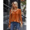 imageZeagoo Women Tops Loose Fit Long Sleeve V Neck T Shirts Business Casual Blouses Dressy Fall Fashion Work ClothesOrange Flowermz867