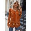 imageZeagoo Women Tops Loose Fit Long Sleeve V Neck T Shirts Business Casual Blouses Dressy Fall Fashion Work ClothesOrange Flowermz867