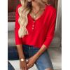 imageZeagoo Women Tops Loose Fit Long Sleeve V Neck T Shirts Business Casual Blouses Dressy Fall Fashion Work ClothesRed
