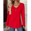 imageZeagoo Women Tops Loose Fit Long Sleeve V Neck T Shirts Business Casual Blouses Dressy Fall Fashion Work ClothesRed