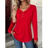 imageZeagoo Women Tops Loose Fit Long Sleeve V Neck T Shirts Business Casual Blouses Dressy Fall Fashion Work ClothesRed