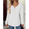 imageZeagoo Women Tops Loose Fit Long Sleeve V Neck T Shirts Business Casual Blouses Dressy Fall Fashion Work ClothesWhite