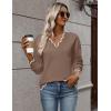 imageZeagoo Womens 2025 Fall V Neck Sweater Casual Long Sleeve Lightweight Ribbed Knit Pullover Sweaters Dressy Casual TopsBrown