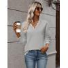 imageZeagoo Womens 2025 Fall V Neck Sweater Casual Long Sleeve Lightweight Ribbed Knit Pullover Sweaters Dressy Casual TopsGrey