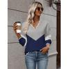 imageZeagoo Womens 2025 Fall V Neck Sweater Casual Long Sleeve Lightweight Ribbed Knit Pullover Sweaters Dressy Casual TopsY Grey  Navy