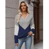imageZeagoo Womens 2025 Fall V Neck Sweater Casual Long Sleeve Lightweight Ribbed Knit Pullover Sweaters Dressy Casual TopsY Grey  Navy