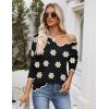 imageZeagoo Womens 2025 Fall V Neck Sweater Casual Long Sleeve Lightweight Ribbed Knit Pullover Sweaters Dressy Casual TopsZ Flower Black