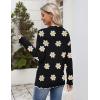imageZeagoo Womens 2025 Fall V Neck Sweater Casual Long Sleeve Lightweight Ribbed Knit Pullover Sweaters Dressy Casual TopsZ Flower Black
