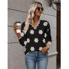 imageZeagoo Womens 2025 Fall V Neck Sweater Casual Long Sleeve Lightweight Ribbed Knit Pullover Sweaters Dressy Casual TopsZ Flower Black