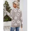 imageZeagoo Womens 2025 Fall V Neck Sweater Casual Long Sleeve Lightweight Ribbed Knit Pullover Sweaters Dressy Casual TopsZ Flower White