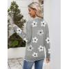 imageZeagoo Womens 2025 Fall V Neck Sweater Casual Long Sleeve Lightweight Ribbed Knit Pullover Sweaters Dressy Casual TopsZ Flowers Grey