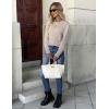 imageZeagoo Womens Sweaters Long Sleeve Tops Crew Neck Knit Pullover Sweaters Fall Fashion 2025 Dressy Casual Basic ClothesA Apricot