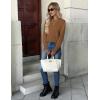 imageZeagoo Womens Sweaters Long Sleeve Tops Crew Neck Knit Pullover Sweaters Fall Fashion 2025 Dressy Casual Basic ClothesA Light Brown