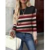 imageZeagoo Womens Sweaters Long Sleeve Tops Crew Neck Knit Pullover Sweaters Fall Fashion 2025 Dressy Casual Basic ClothesColorblock 229