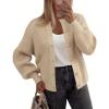 imageZeagoo 2025 Cardigan Sweaters for Women Long Sleeve Chunky Knit Cardigan Crew Neck Button Down Fall Fashion ClothesApricot