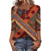 imageZeagoo 34 Length Sleeve Women Tops Crew Neck Blouses Dressy Casual Summer T Shirts Loose Fit Business Work ClothesJh544red Print
