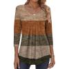 imageZeagoo 34 Sleeve Tops for Women Crew Neck Blouses Pleated Casual Shirts Fall Work Clothes 2025Stripe Brown