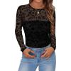 imageZeagoo Long Sleeve Shirts for Women Sheer Mesh Sexy Blouses Fall Fashion Crewneck Going Out TopsFloral Printzw781