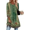 imageZeagoo Women Tops 34 Sleeve Dressy Casual Plus Size Tunics to Wear with Leggings Swing Flare TShirt Loose Blouses S3XLGreen Flowermz839