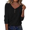 imageZeagoo Women Tops Loose Fit Long Sleeve V Neck T Shirts Business Casual Blouses Dressy Fall Fashion Work ClothesBlack