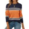 imageZeagoo Womens Sweaters Long Sleeve Tops Crew Neck Knit Pullover Sweaters Fall Fashion 2025 Dressy Casual Basic ClothesOrange