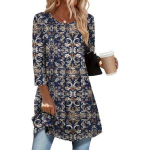 imageZeagoo Women Tops 34 Sleeve Dressy Casual Plus Size Tunics to Wear with Leggings Swing Flare TShirt Loose Blouses S3XLBohemiamz869