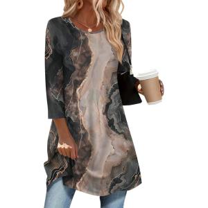 imageZeagoo Women Tops 34 Sleeve Dressy Casual Plus Size Tunics to Wear with Leggings Swing Flare TShirt Loose Blouses S3XLMulticolorcx278