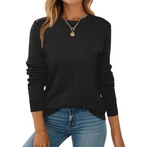 imageZeagoo Womens Sweaters Long Sleeve Tops Crew Neck Knit Pullover Sweaters Fall Fashion 2025 Dressy Casual Basic ClothesA Black