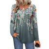 imageZeagoo Long Sleeve Shirts for Women Fall Fashion Dressy Casual Blouses Trendy Pleated Tunic Tops for Leggings 2025Gray Printwf71