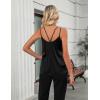 imageZeagoo Silk Camisole Tops for Women 2025 V Neck Satin Tank Top Spaghetti Strap Cross Back Sleeveless Summer Blouses1 Pack Black