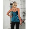 imageZeagoo Silk Camisole Tops for Women 2025 V Neck Satin Tank Top Spaghetti Strap Cross Back Sleeveless Summer Blouses1 Pack Blue Green