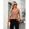 imageZeagoo Silk Camisole Tops for Women 2025 V Neck Satin Tank Top Spaghetti Strap Cross Back Sleeveless Summer Blouses1 Pack Brown