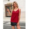 imageZeagoo Silk Camisole Tops for Women 2025 V Neck Satin Tank Top Spaghetti Strap Cross Back Sleeveless Summer Blouses1 Pack Red